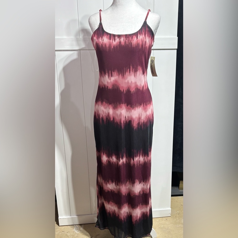 NWT No Boundaries maroon/pink/black maxi dress